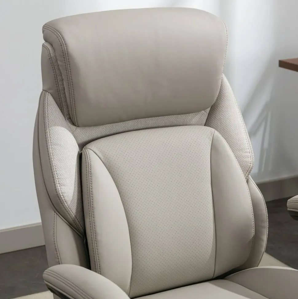 Serta SmartLayers Everett Big & Tall Ergonomic Vegan Leather High-Back Executive Office Chair, Taupe/Dark Gray, BIFMA Compliant