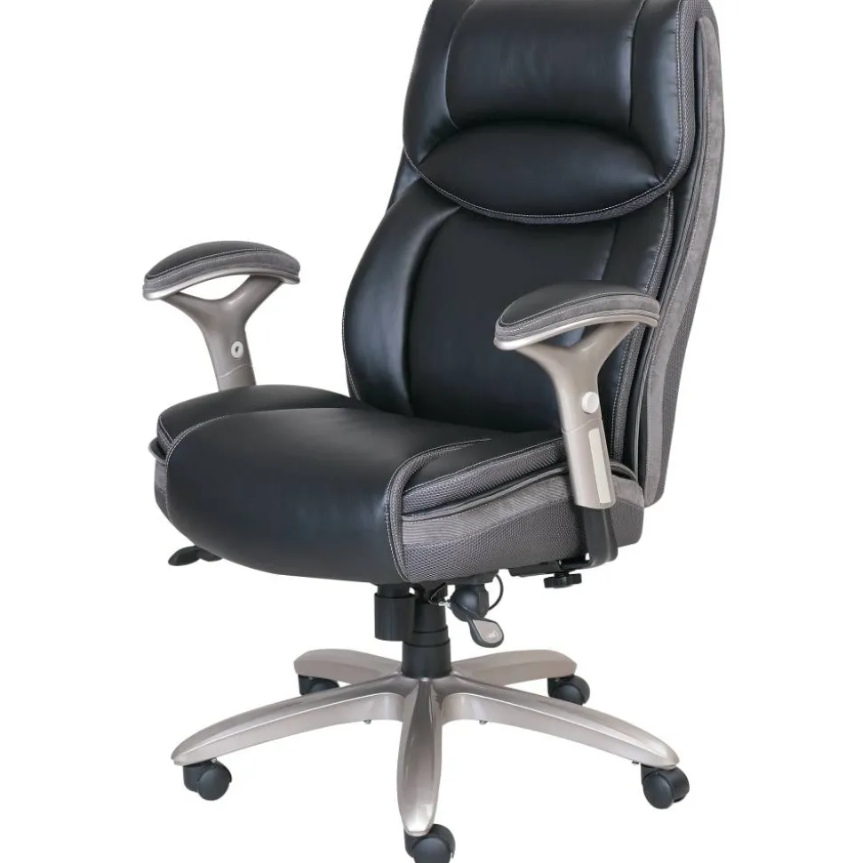 Serta Smart Layers Jennings Big & Tall Ergonomic Bonded Leather High-Back Executive Office Chair, Black/Slate
