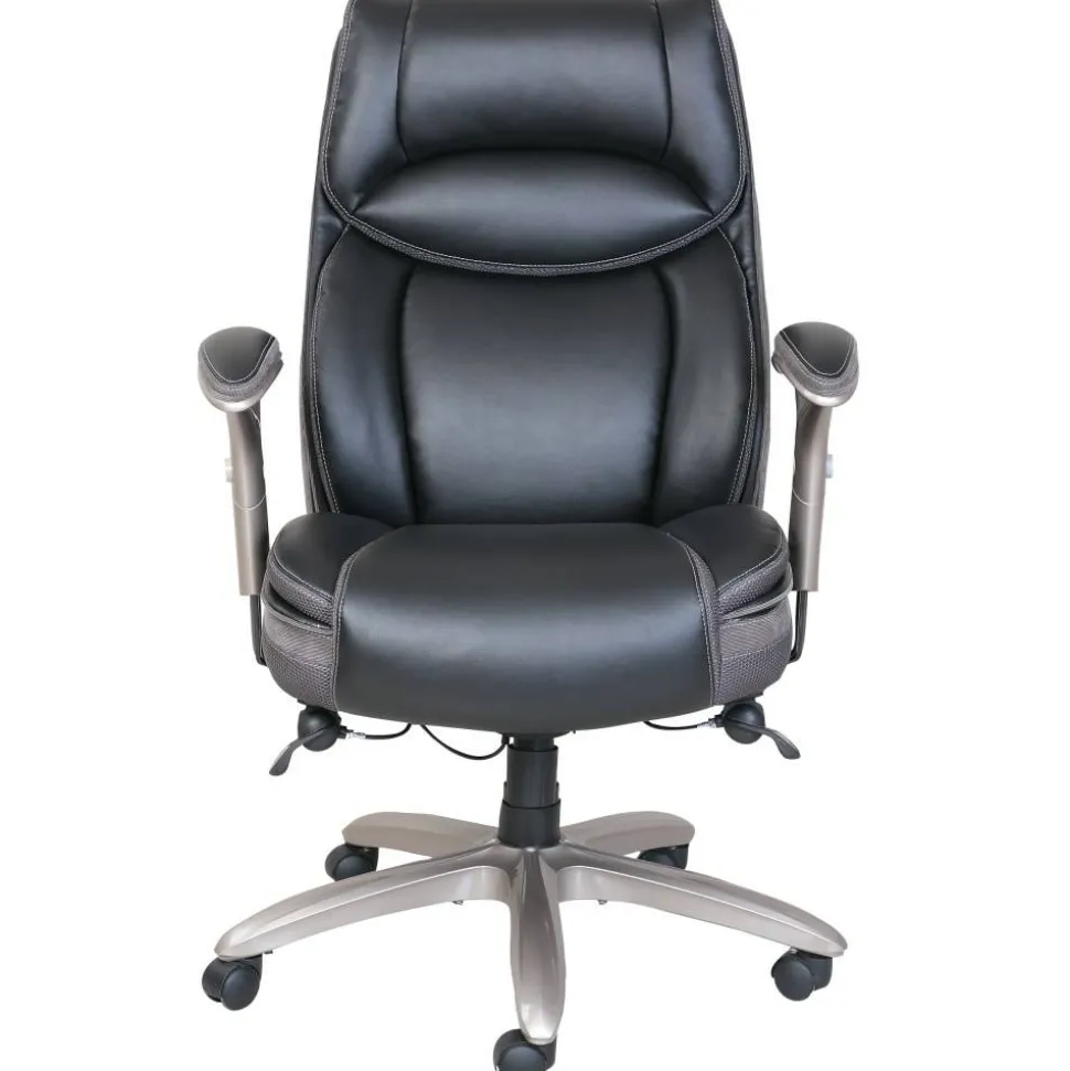 Serta Smart Layers Jennings Big & Tall Ergonomic Bonded Leather High-Back Executive Office Chair, Black/Slate