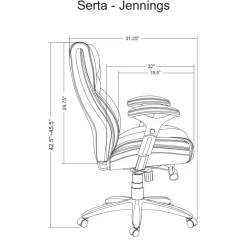 Serta Smart Layers Jennings Big & Tall Ergonomic Bonded Leather High-Back Executive Office Chair, Black/Slate