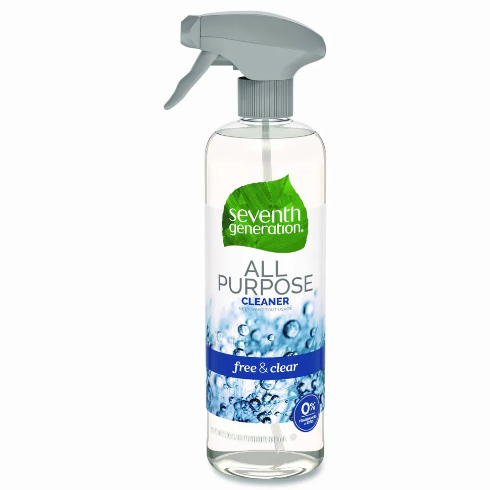 Seventh Generation All Purpose Cleaner - 23 fl oz (0.7 quart) - Fragrance-free, Dye-free, Streak-free, Non-toxic, VOC-free - Clear - 8 / Carton