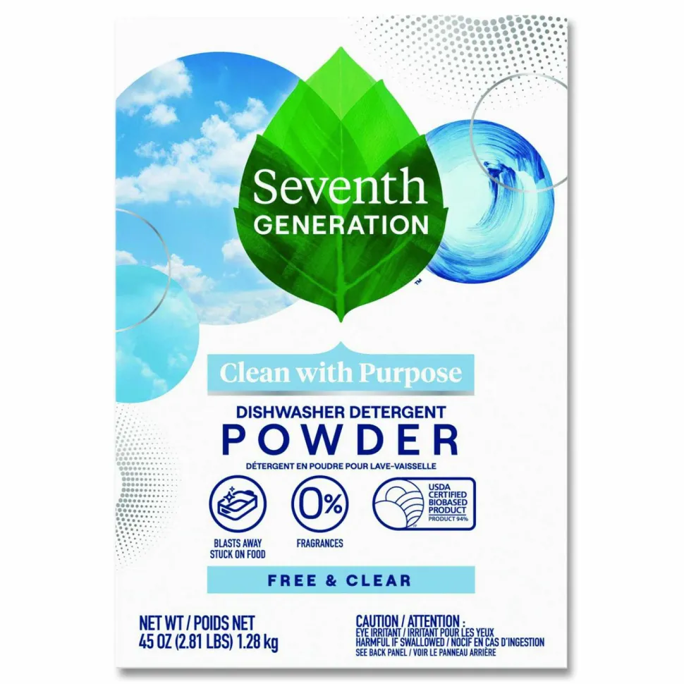Seventh Generation Automatic Dishwasher Powder, Free and Clear/Unscented, 45 oz Box