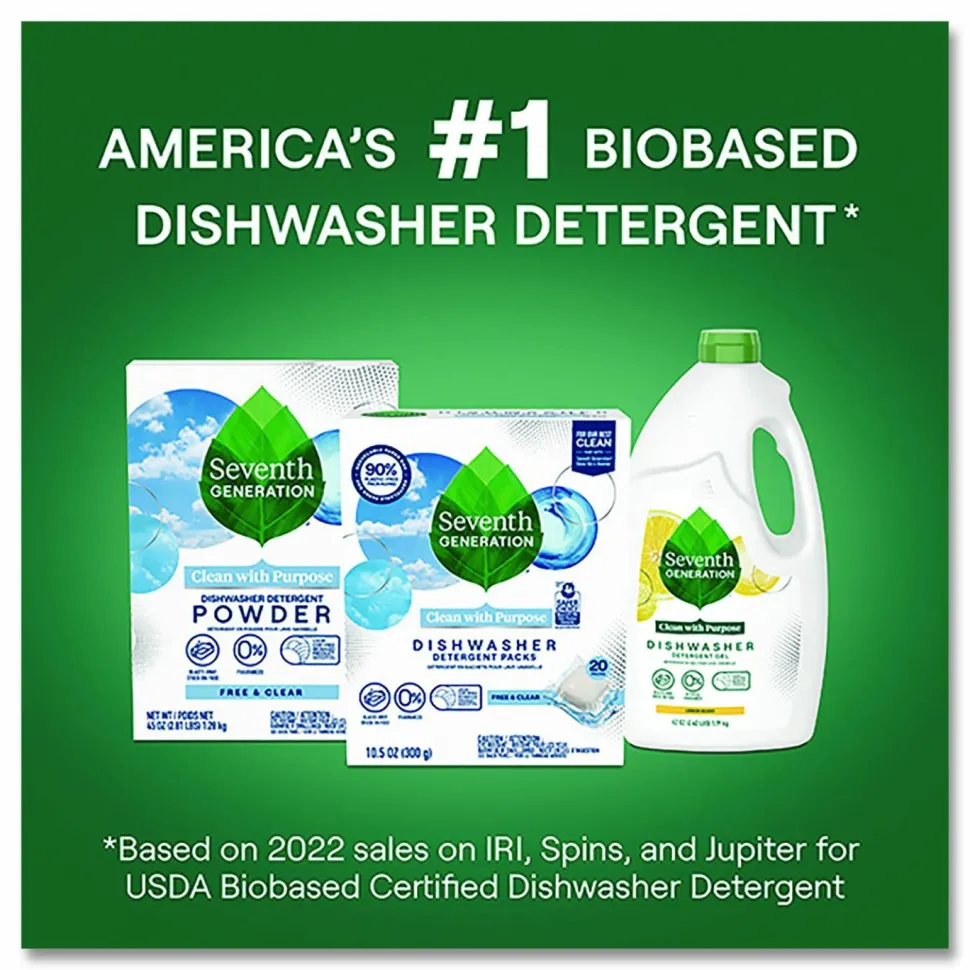 Seventh Generation Natural Automatic Dishwasher Detergent Packs, Free and Clear, 45 Powder Packets/Box