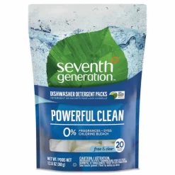 Seventh Generation Natural Automatic Dishwasher Detergent Packs, Free and Clear, 45 Powder Packets/Box