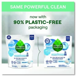 Seventh Generation Natural Automatic Dishwasher Detergent Packs, Free and Clear, 45 Powder Packets/Box