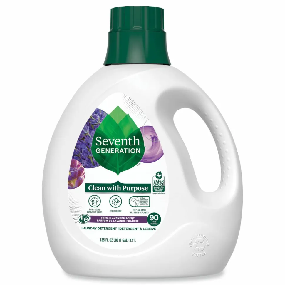 Seventh Generation Natural Liquid Laundry Detergent, Fresh Lavender Scent, 135 oz Bottle, 4/Carton