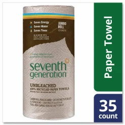 Seventh Generation Natural Paper Towels, 100% Recycled, 120 Sheets Per Roll, Pack Of 30 Rolls
