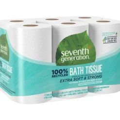 Seventh Generation 2-Ply Toilet Paper, 100% Recycled, 240 Sheets Per Roll, 12 Rolls Per Pack, Case Of 4 Packs