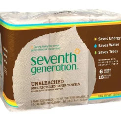 Seventh Generation Unbleached 2-Ply Jumbo Paper Towels, 100% Recycled, Natural, 120 Sheets Per Roll, Pack Of 6 Rolls