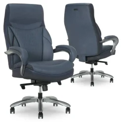 Shaquille O'Neal Maximos Big & Tall Ergonomic Vegan Leather High-Back Executive Office Chair, Blue/Silver, BIFMA Compliant