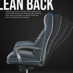Shaquille O'Neal Maximos Big & Tall Ergonomic Vegan Leather High-Back Executive Office Chair, Blue/Silver, BIFMA Compliant