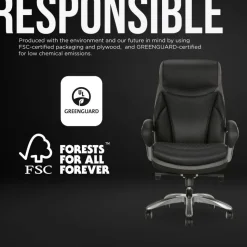Shaquille O'Neal Maximos Big & Tall Ergonomic Vegan Leather High-Back Executive Office Chair, Black/Silver, BIFMA Compliant