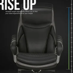 Shaquille O'Neal Maximos Big & Tall Ergonomic Vegan Leather High-Back Executive Office Chair, Black/Silver, BIFMA Compliant