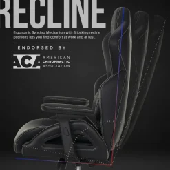 Shaquille O'Neal Sciron Big & Tall Ergonomic High-Back Vegan Leather Executive Gaming Office Chair, Black, BIFMA Compliant