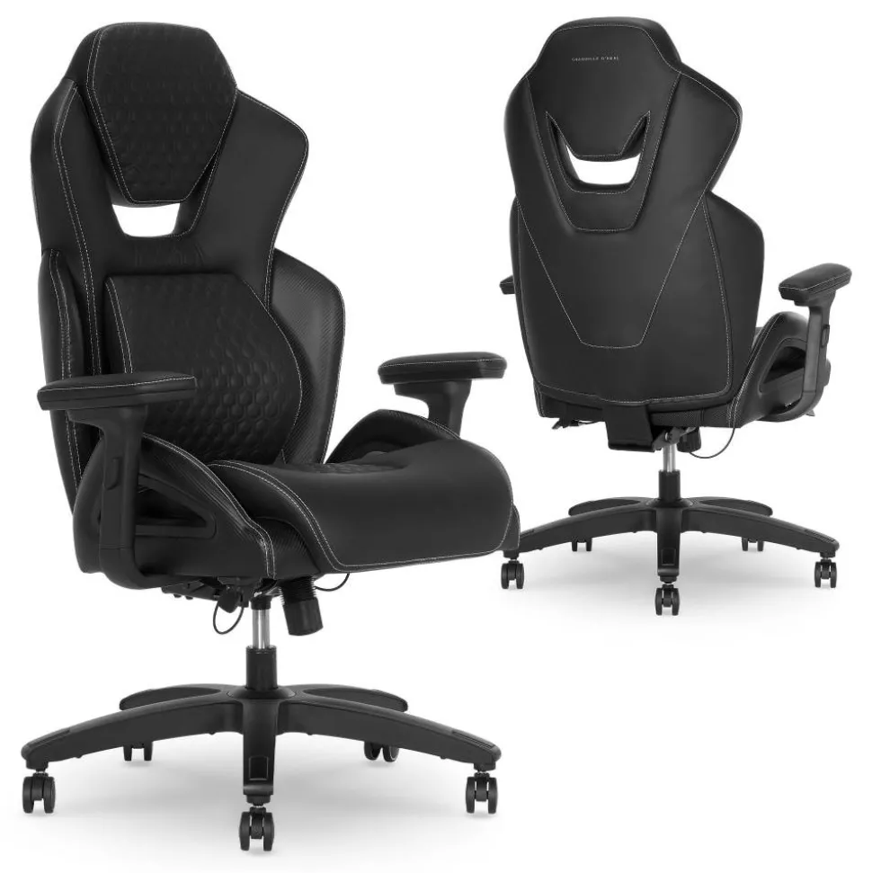 Shaquille O'Neal Sciron Big & Tall Ergonomic High-Back Vegan Leather Executive Gaming Office Chair, Black, BIFMA Compliant