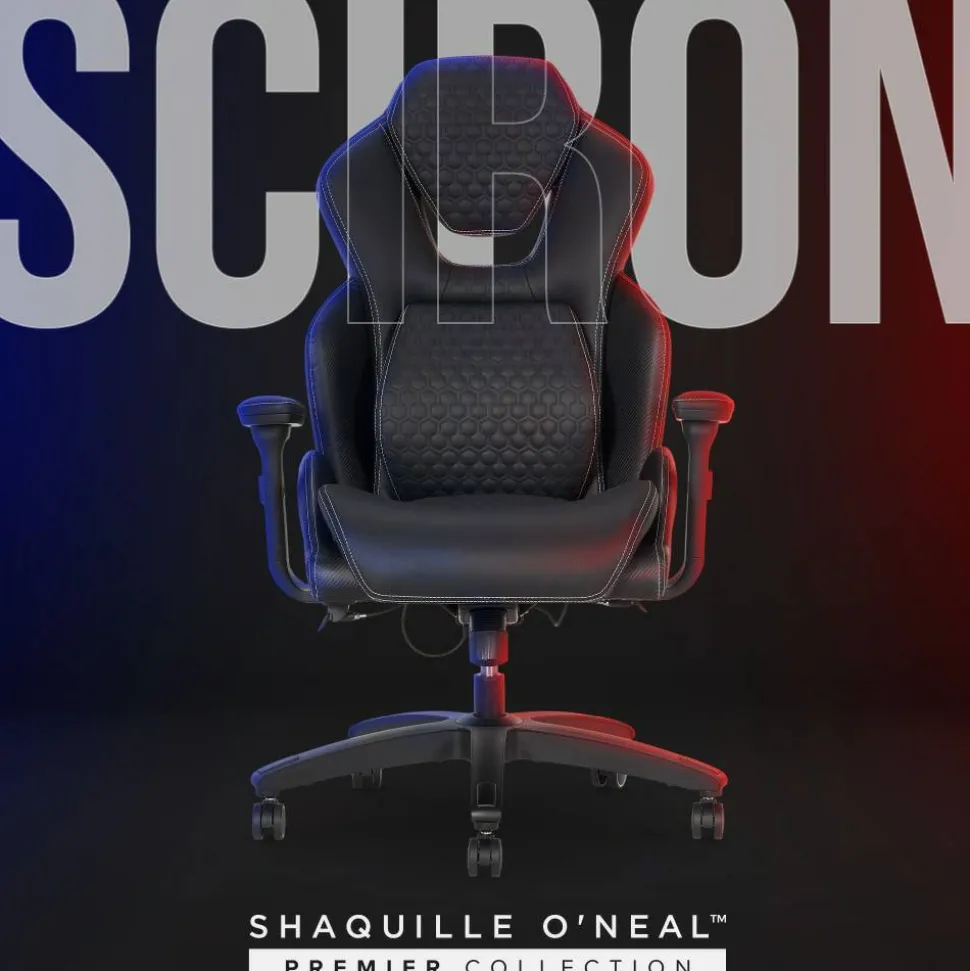 Shaquille O'Neal Sciron Big & Tall Ergonomic High-Back Vegan Leather Executive Gaming Office Chair, Black, BIFMA Compliant