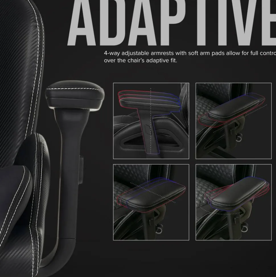 Shaquille O'Neal Sciron Big & Tall Ergonomic High-Back Vegan Leather Executive Gaming Office Chair, Black, BIFMA Compliant