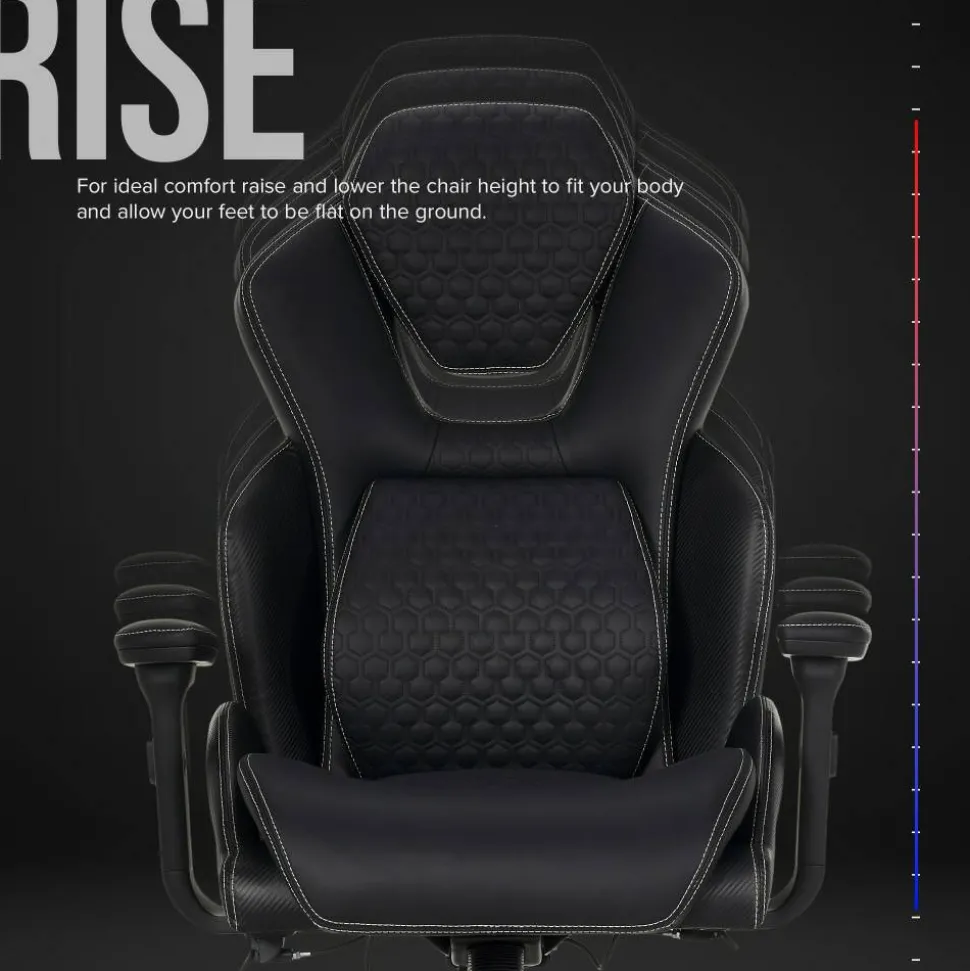 Shaquille O'Neal Sciron Big & Tall Ergonomic High-Back Vegan Leather Executive Gaming Office Chair, Black, BIFMA Compliant
