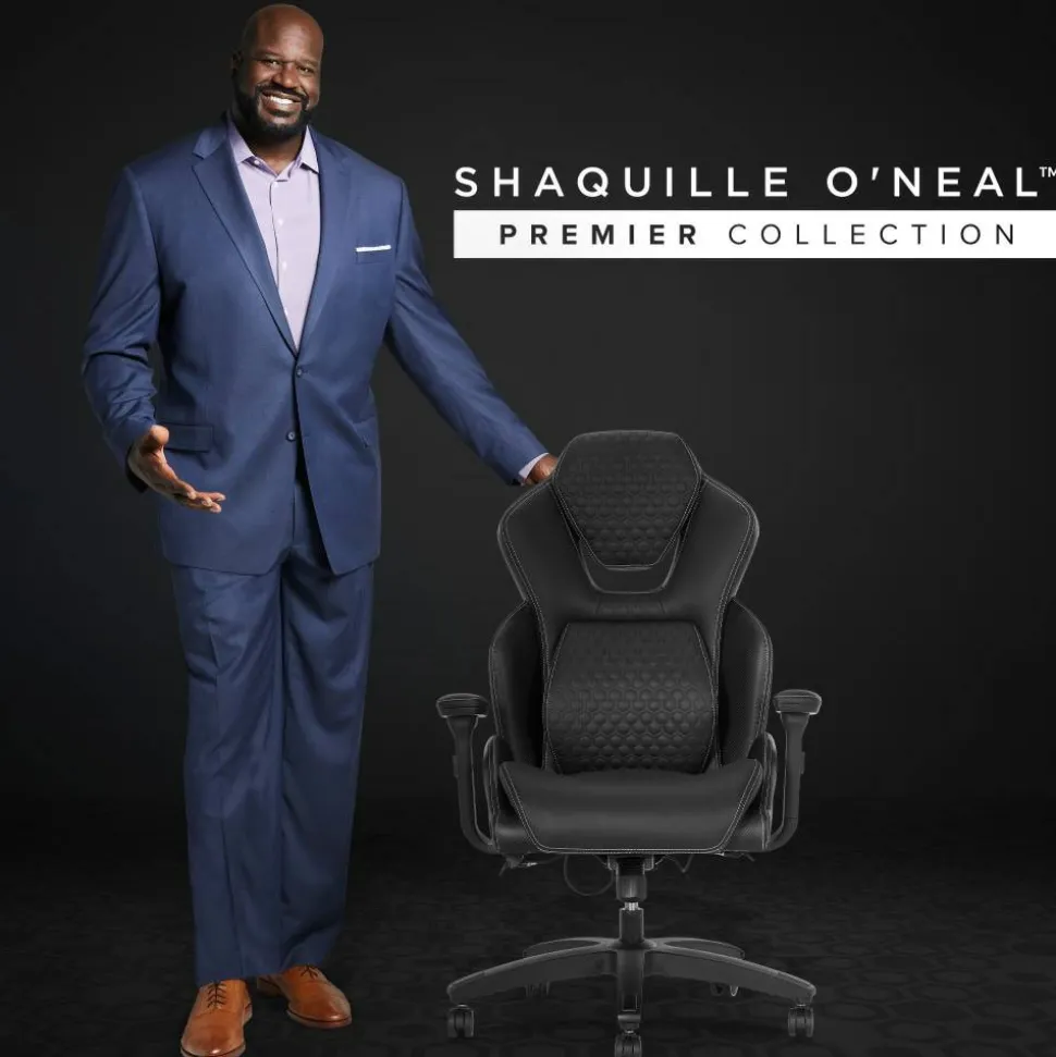 Shaquille O'Neal Sciron Big & Tall Ergonomic High-Back Vegan Leather Executive Gaming Office Chair, Black, BIFMA Compliant