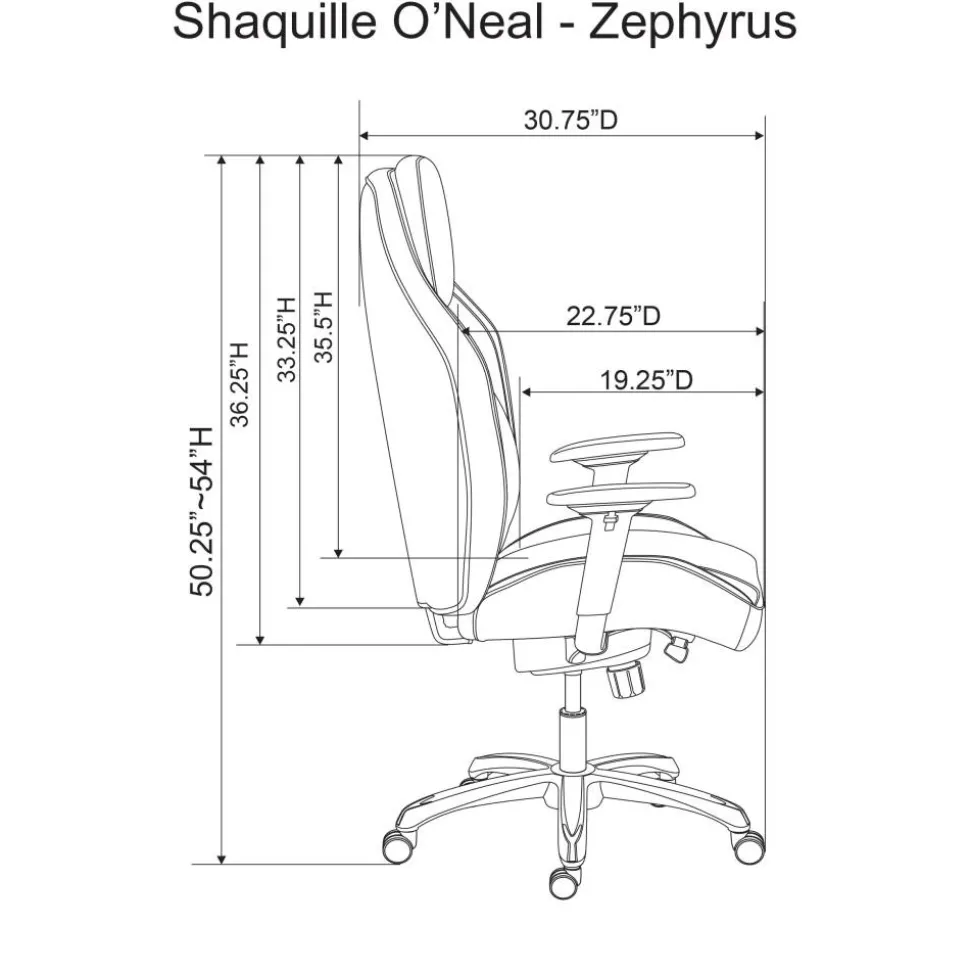 Shaquille O'Neal Zephyrus Ergonomic Bonded Leather High-Back Executive Office Chair, Black