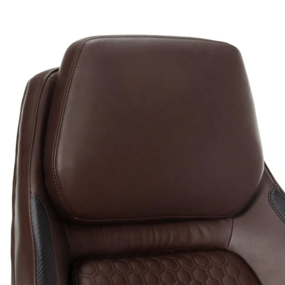 Shaquille O'Neal Zephyrus Ergonomic Bonded Leather High-Back Executive Office Chair, Walnut/Silver, BIFMA Compliant