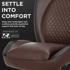 Shaquille O'Neal Zephyrus Ergonomic Bonded Leather High-Back Executive Office Chair, Walnut/Silver, BIFMA Compliant