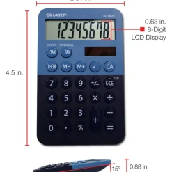 Sharp EL-760RBBL Handheld Calculator, 8-Digit LCD