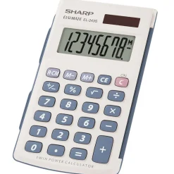 Sharp EL-243SB 8-Digit Pocket Calculator, Gray/Blue