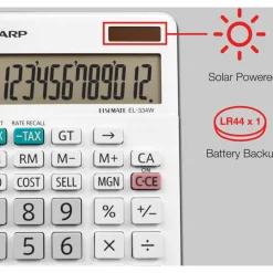 Sharp White Series Desktop Calculator, EL-334WB