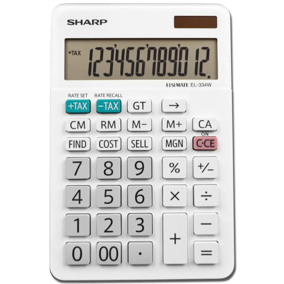 Sharp White Series Desktop Calculator, EL-334WB