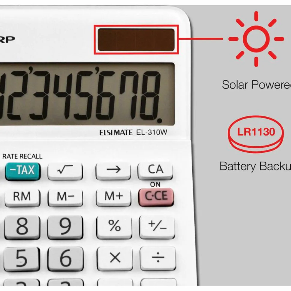 Sharp White Series Desktop Calculator, EL-310WB