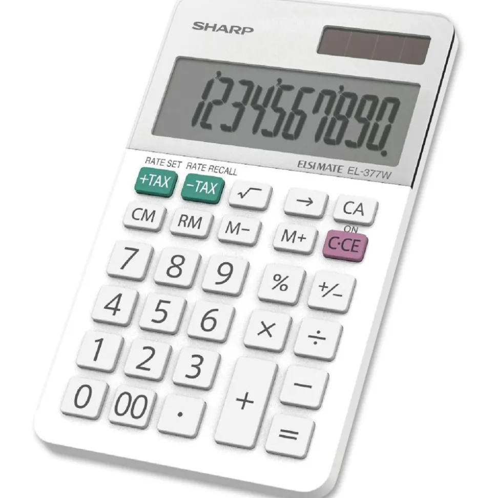 Sharp White Series Handheld Calculator, EL-377WB