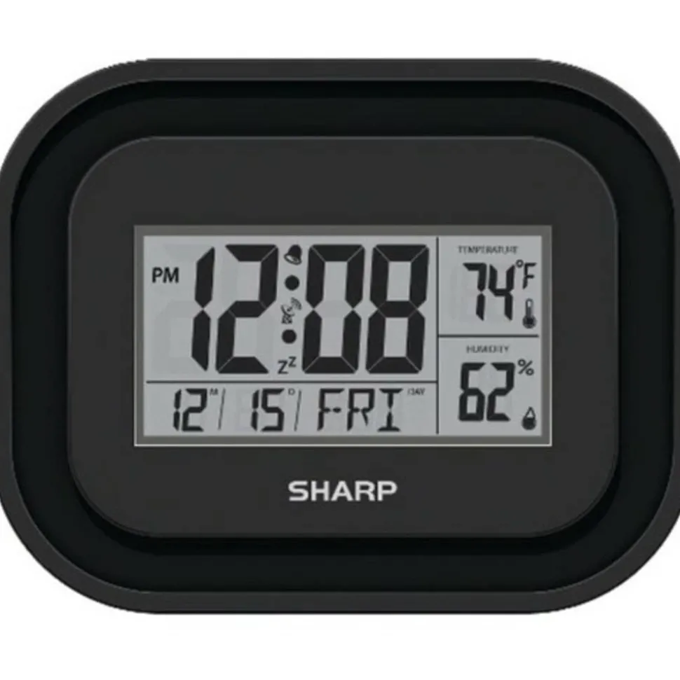 Sharp Atomic Clock, 9 5/8"H x 9 13/16"D x 1 7/16"D, Black