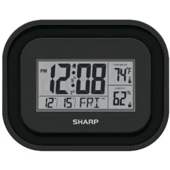 Sharp Atomic Clock, 9 5/8"H x 9 13/16"D x 1 7/16"D, Black