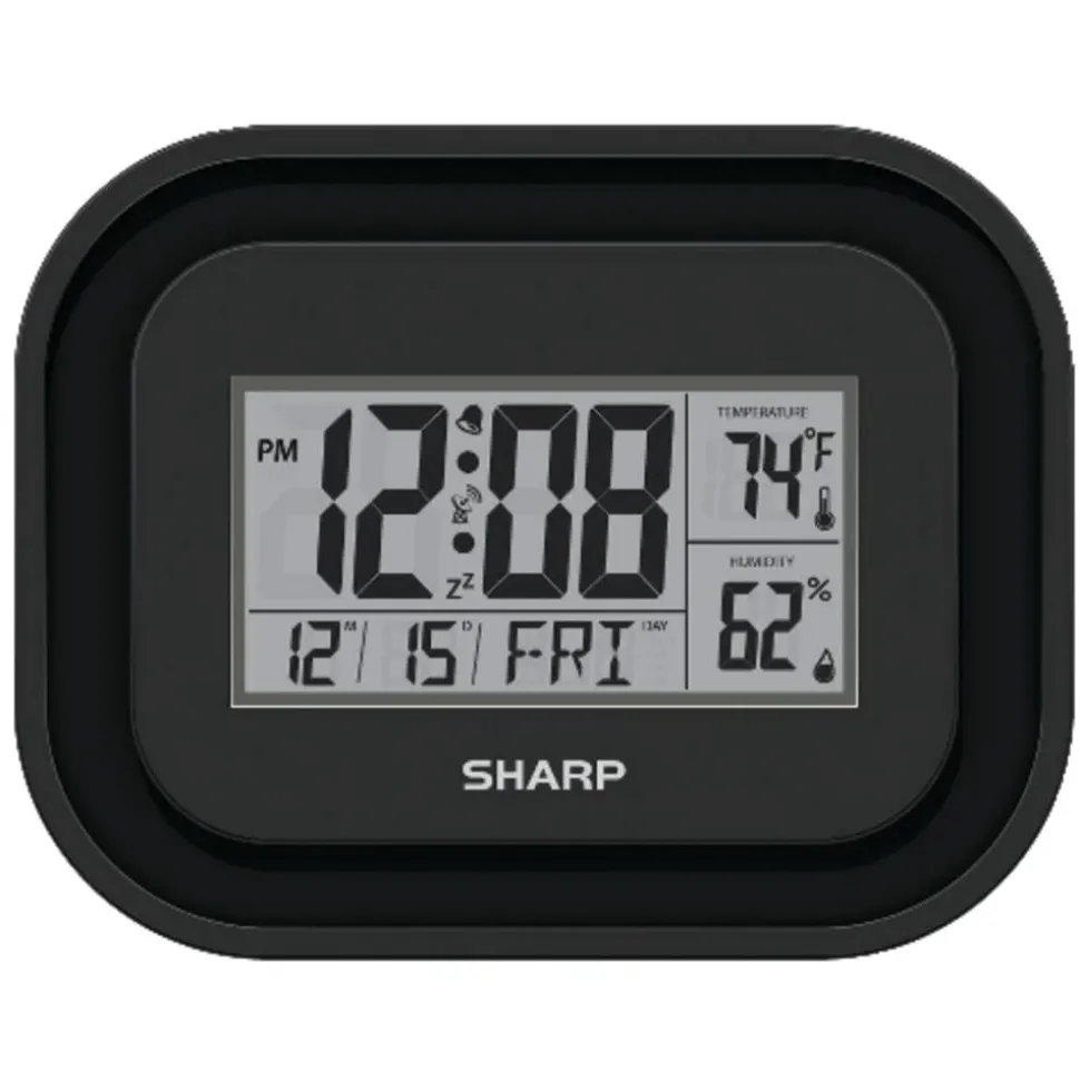 Sharp Atomic Clock, 9 5/8"H x 9 13/16"D x 1 7/16"D, Black