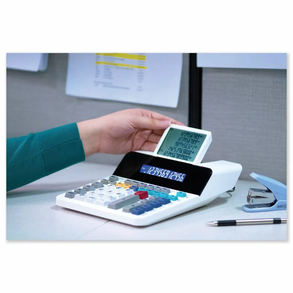 Sharp EL-1901 Digital Printing Calculator, White