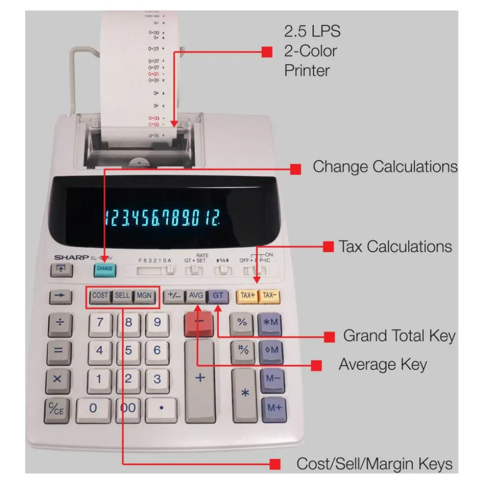 Sharp EL-1801V 12-Digit Printing Calculator