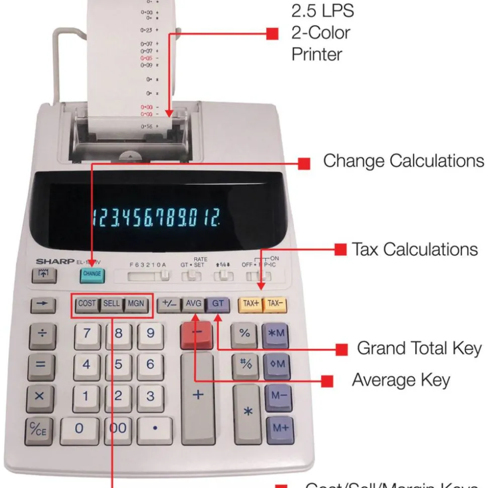Sharp EL-1801V 12-Digit Printing Calculator