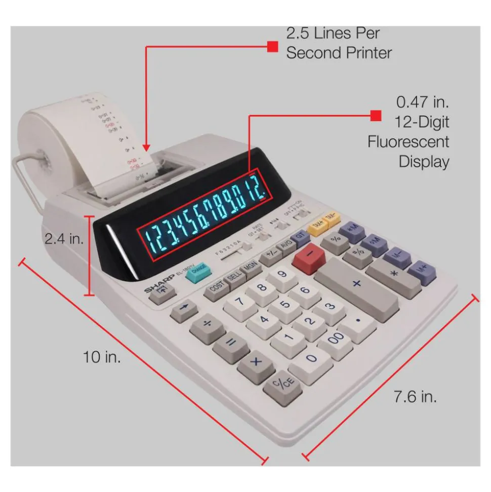 Sharp EL-1801V 12-Digit Printing Calculator