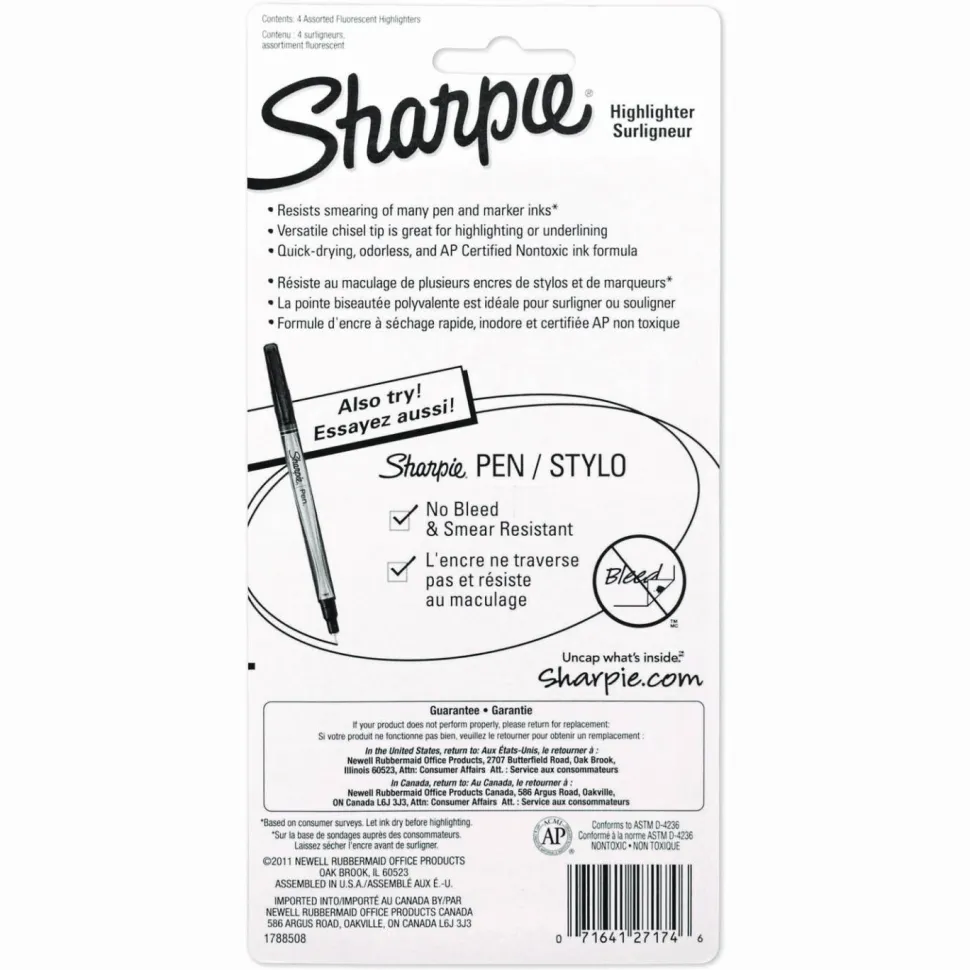 Sharpie Accent Pocket Highlighters, Assorted, Pack Of 4