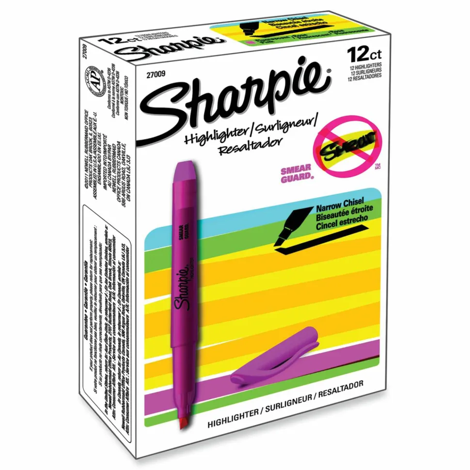 Sharpie Accent Pocket Highlighters, Fluorescent Pink, Box Of 12