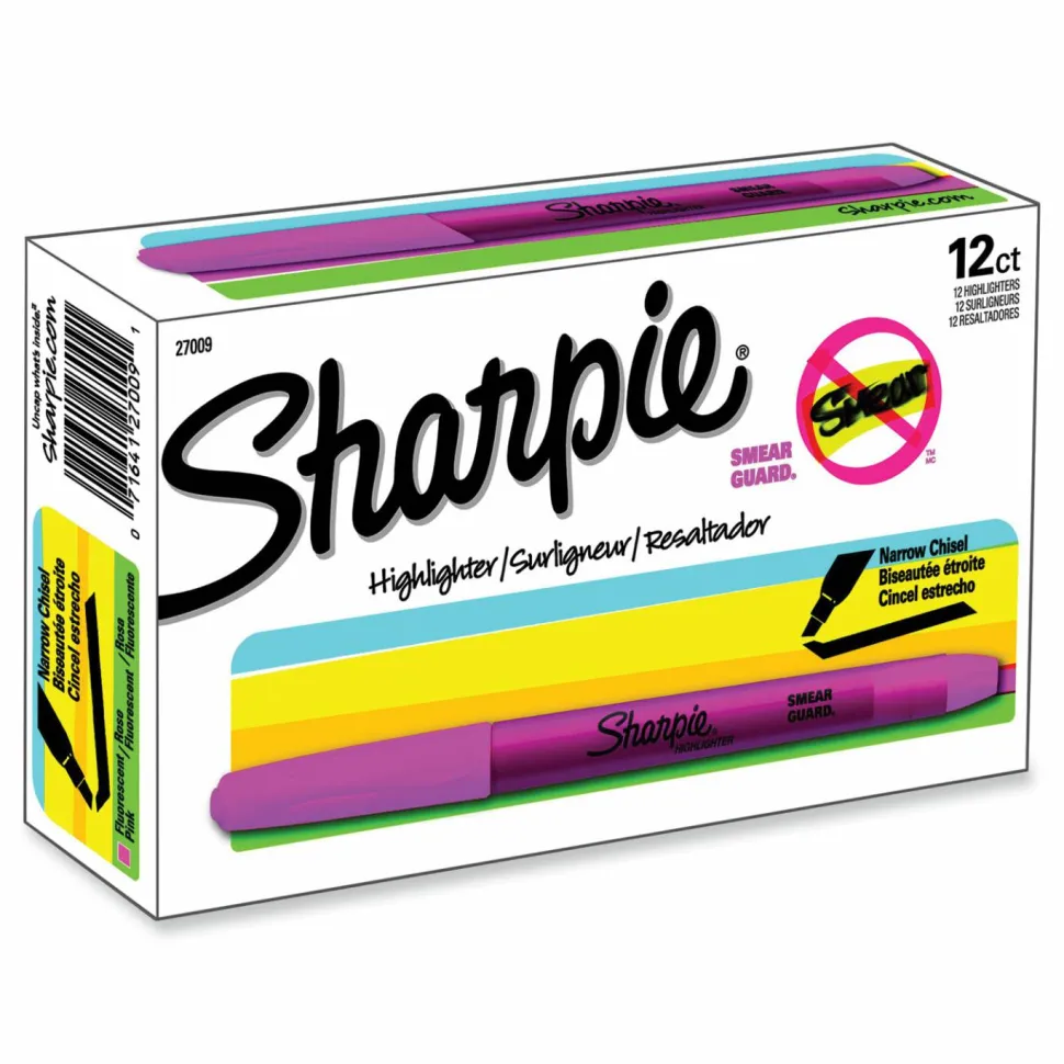 Sharpie Accent Pocket Highlighters, Fluorescent Pink, Box Of 12