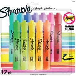 Sharpie Accent Tank-Style Highlighters, Chisel Tip, Assorted Colors, Pack Of 12