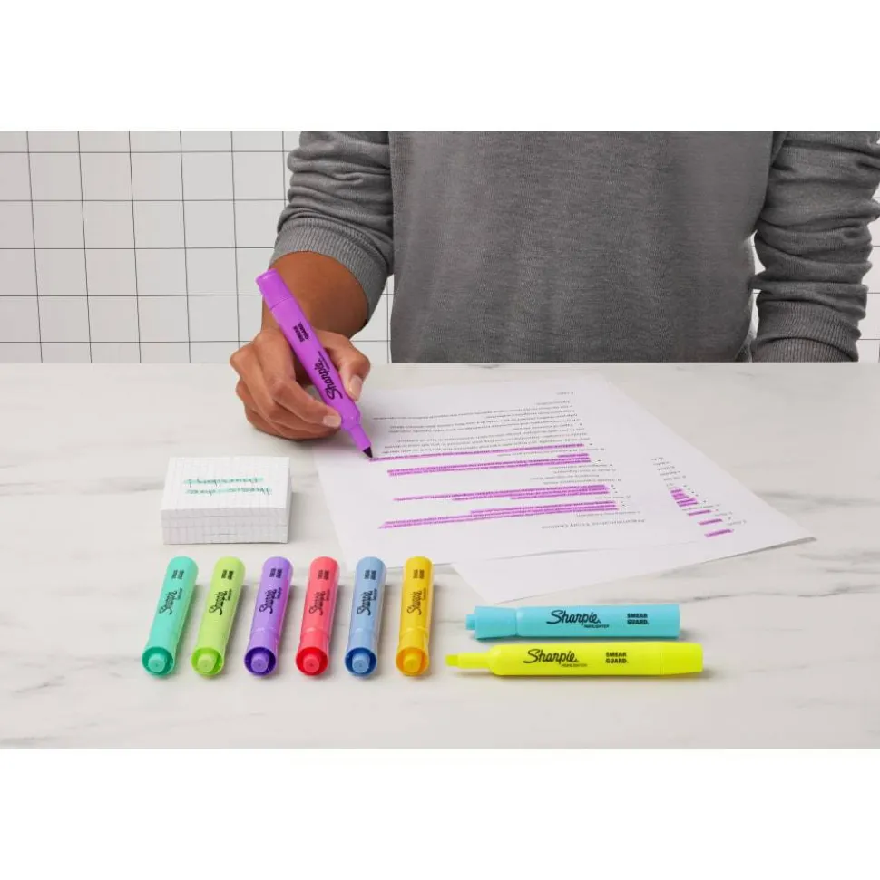 Sharpie Accent Tank-Style Highlighters, Chisel Tip, Assorted Colors, Pack Of 12