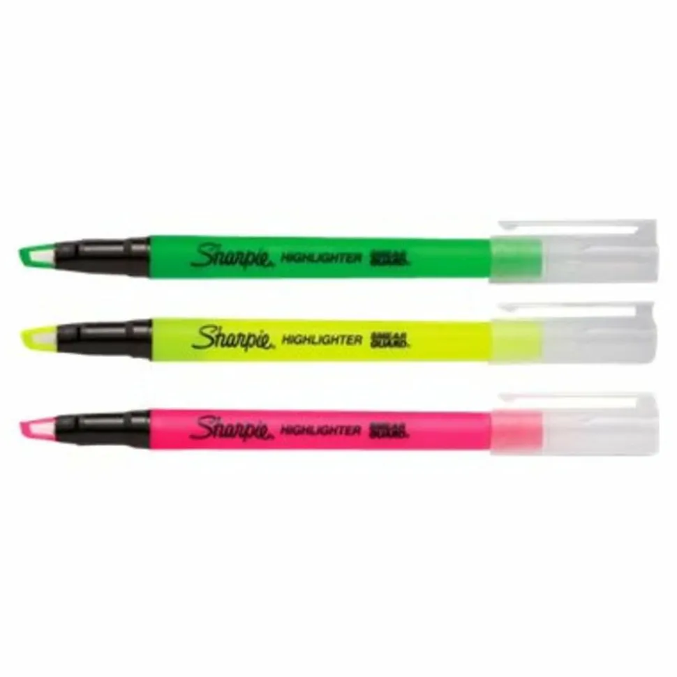 Sharpie Clear View Highlighter Stick, Chisel Point, Assorted Colors, Pack Of 3