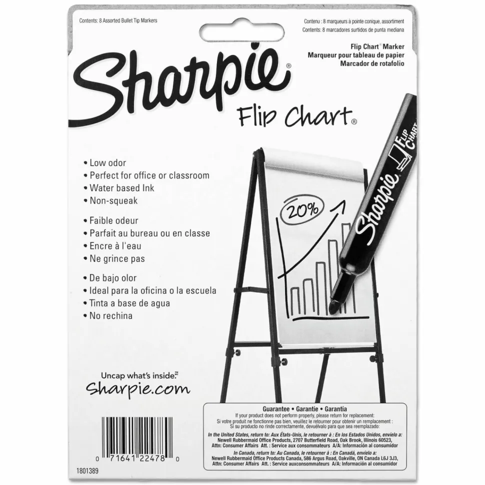 Sharpie Flip Chart Markers, Assorted, Pack Of 8, 22480