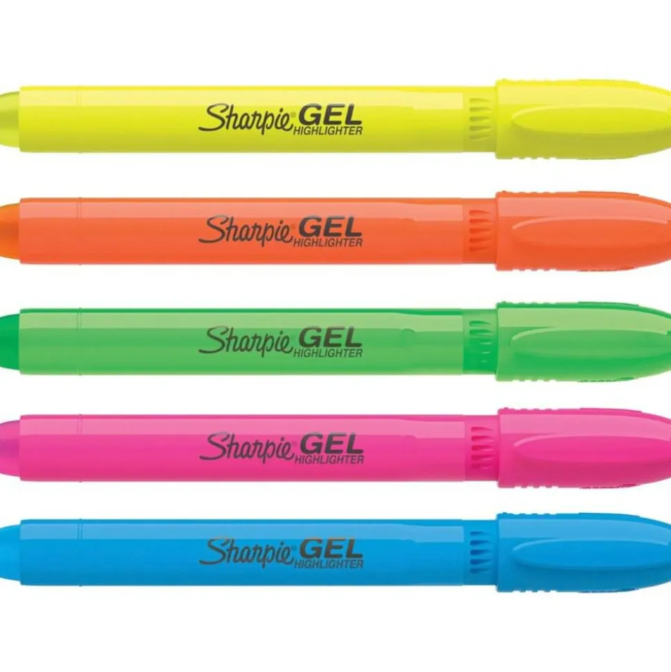 Sharpie Gel Highlighters, Bullet Tip, Assorted Colors, 5 Count
