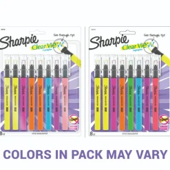 Sharpie Highlighter, Clear View Highlighter with See-Through Chisel Tip, Stick Highlighter, Assorted, 8 Count
