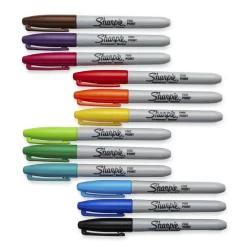 Sharpie Permanent Fine-Point Markers, Assorted Colors, Pack Of 12 Markers