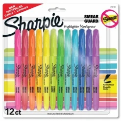 Sharpie Pocket Style Highlighters, Assorted Ink Colors, Chisel Tip, Assorted Barrel Colors, 12/Pack